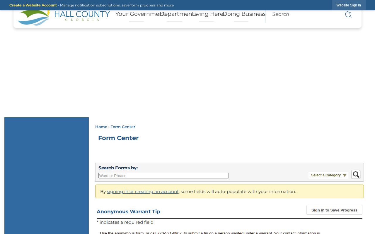 Hall County anonymous warrant tip form